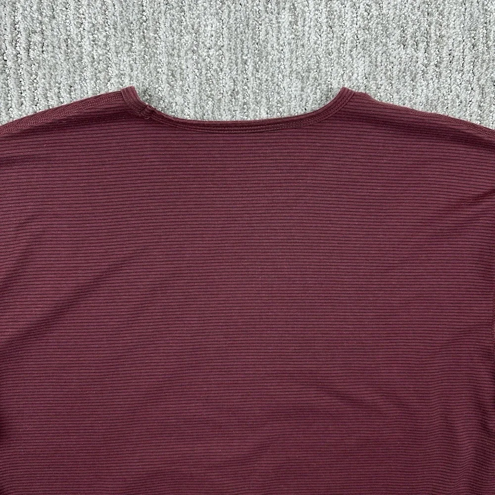 BYLT drop cut short sleeve lux crewneck Striped maroon shirt men's L performance